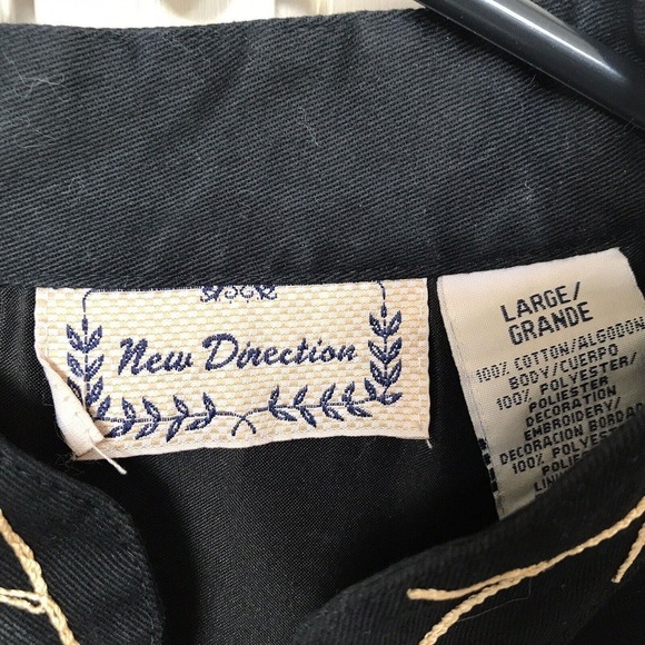 New Direction Jacket SzL Cotton Black Gold Buttons/Thread Design Fancy NWOT - Picture 3 of 8